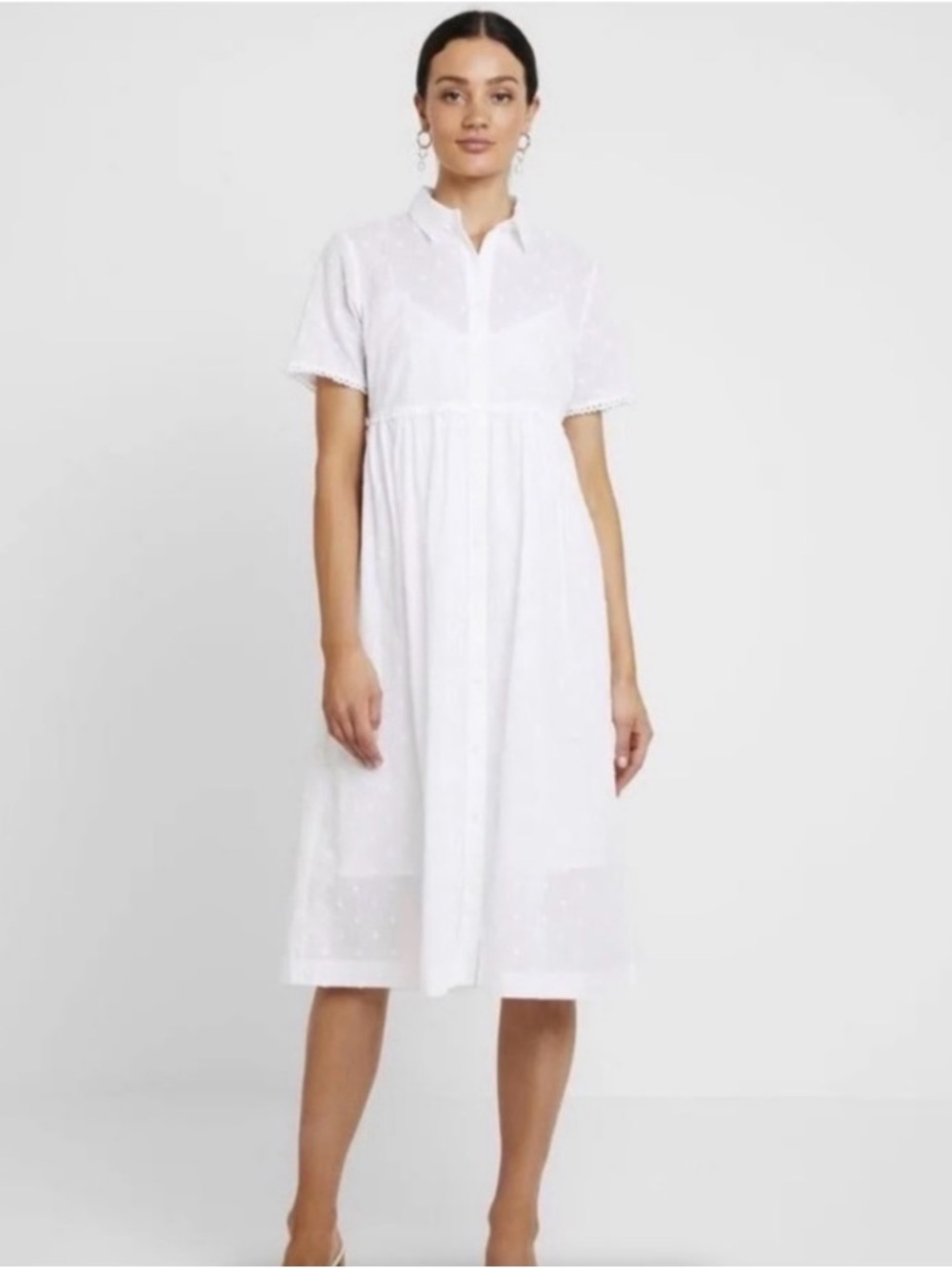 Madewell White Eyelet Button-Front Midi Dress